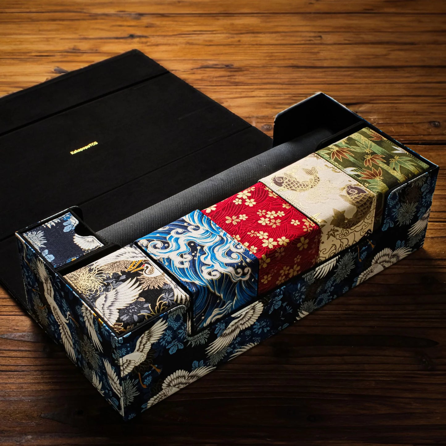 Japanese Black Wave Traditional Print Deck box for EDH MTG Flesh and Blood Pokémon Vanguard Digimon One Piece