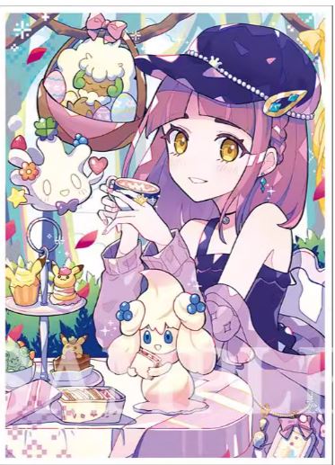 Foil Lacey Tea Time Pokemon Anime Card Sleeve for Pokemon Yugioh Vanguard MTG One Piece Union arena