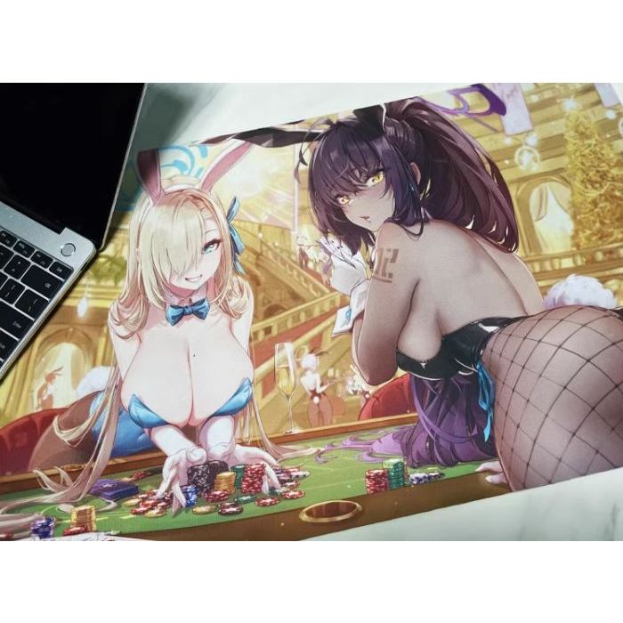 Blue Archive Asuna Karin Bunny Mousepad Card Game Playmat for Pokemon Yugioh Vanguard Battle Spirits MTG Weiss One Piece