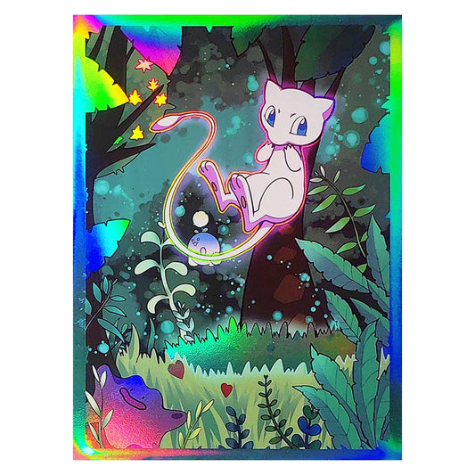 Foil Mew Ditto Forest card sleeve for EDH MTG Flesh and Blood Pokémon One Piece Digimon Lorcana