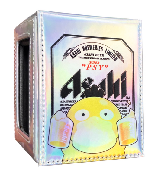 Asahi Psyduck Beer Deckbox with Window for Pokemon, MTG, Grand Archive, Lorcana