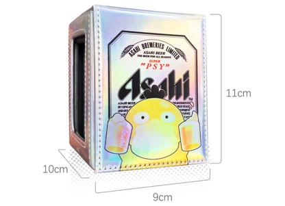 Asahi Psyduck Beer Deckbox with Window for Pokemon, MTG, Grand Archive, Lorcana