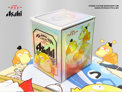 Asahi Psyduck Beer Deckbox with Window for Pokemon, MTG, Grand Archive, Lorcana