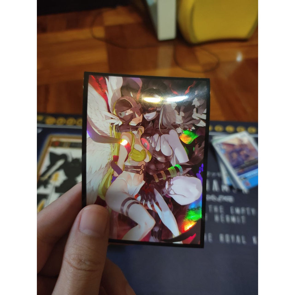 Foil Digimon Angewoman and Ladydevimon Anime Card Sleeve for EDH MTG Flesh and Blood Pokémon One Piece Digimon Lorcana