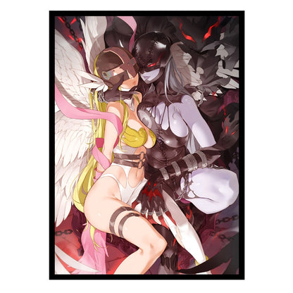 Foil Digimon Angewoman and Ladydevimon Anime Card Sleeve for EDH MTG Flesh and Blood Pokémon One Piece Digimon Lorcana