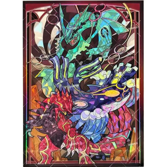 Foil Rayquaza Groudon Kyogre Anime Card Sleeve for Pokemon Yugioh Vanguard MTG Weiss OPCG Digimon Lorcana FAB Sorcery