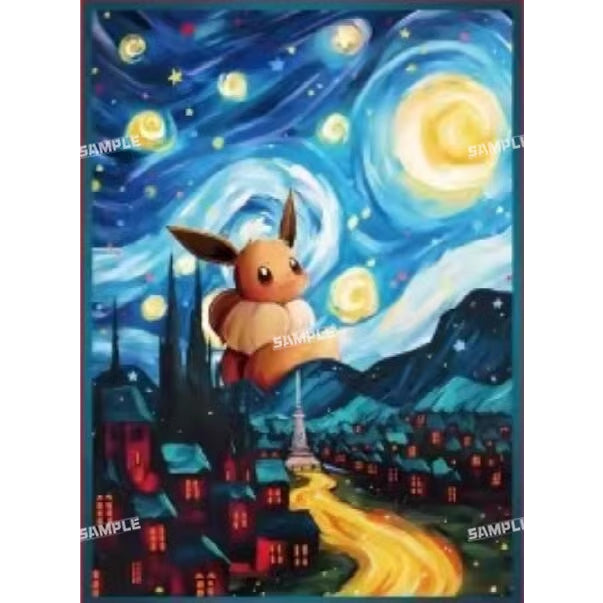 Foil Eevee Starry Night Anime/Doujin Card Sleeve for Pokemon Yugioh Vanguard MTG Weiss Lorcana Digimon One Piece